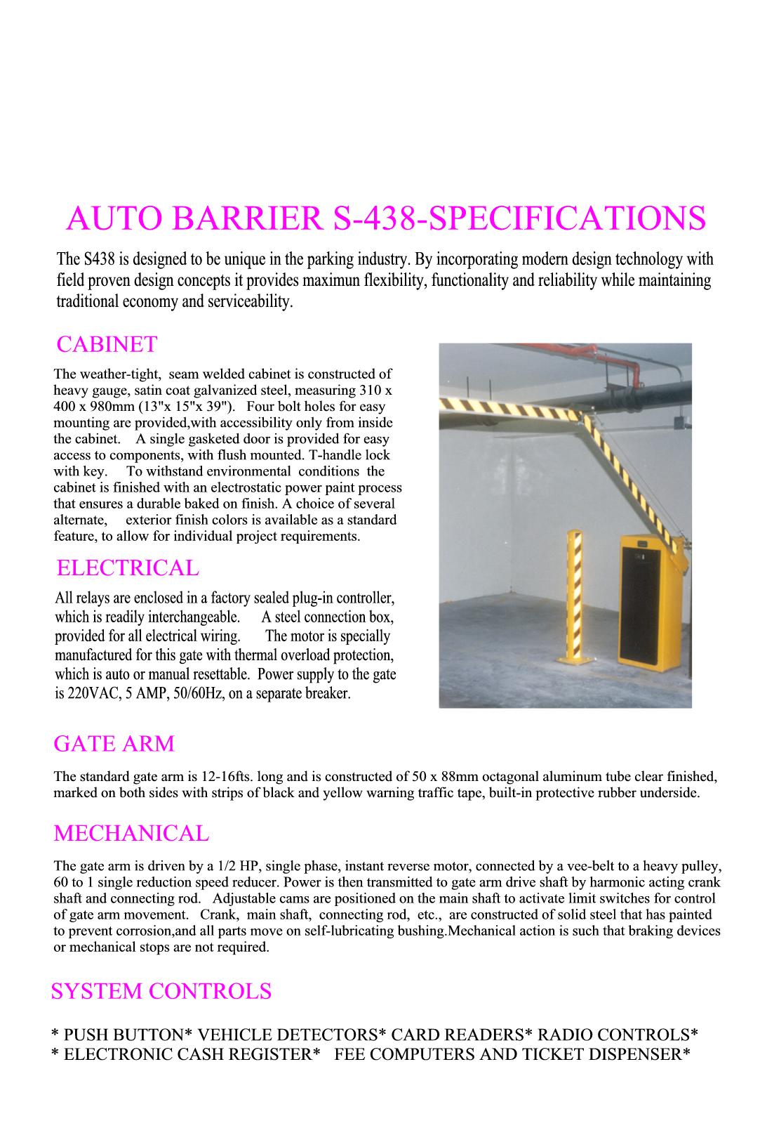 Triangle Barrier T-3 Specifications