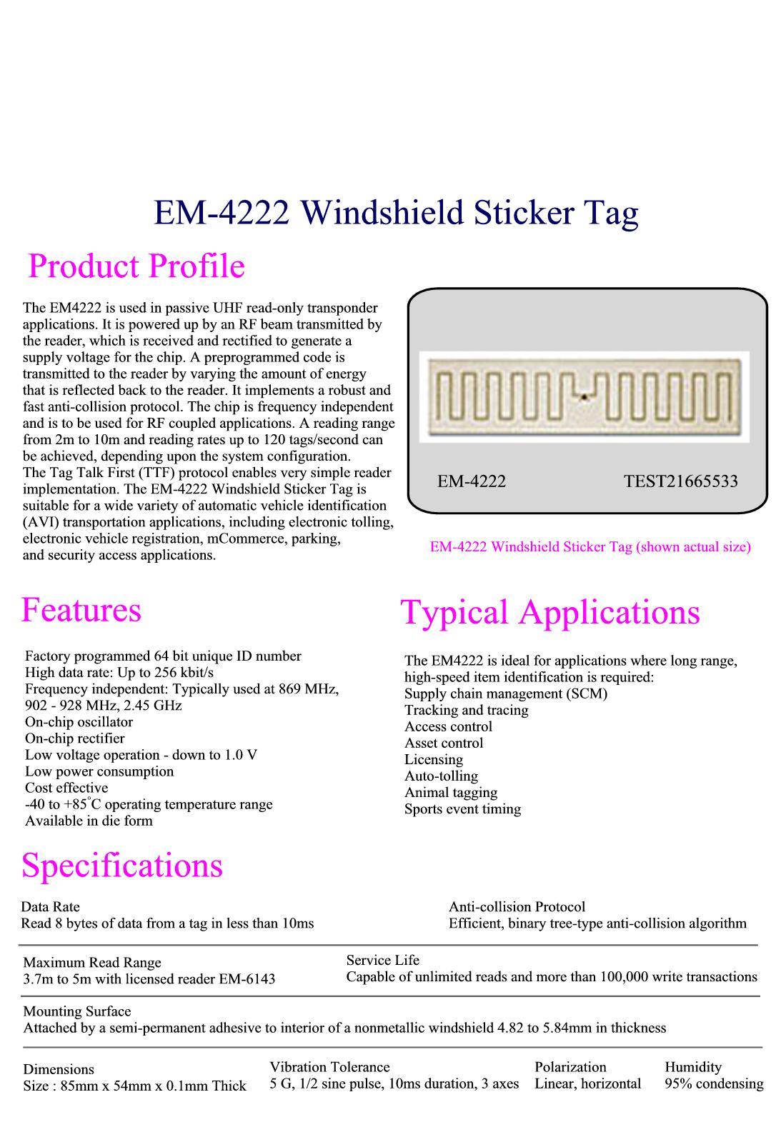 Triangle Barrier T-3 Specifications