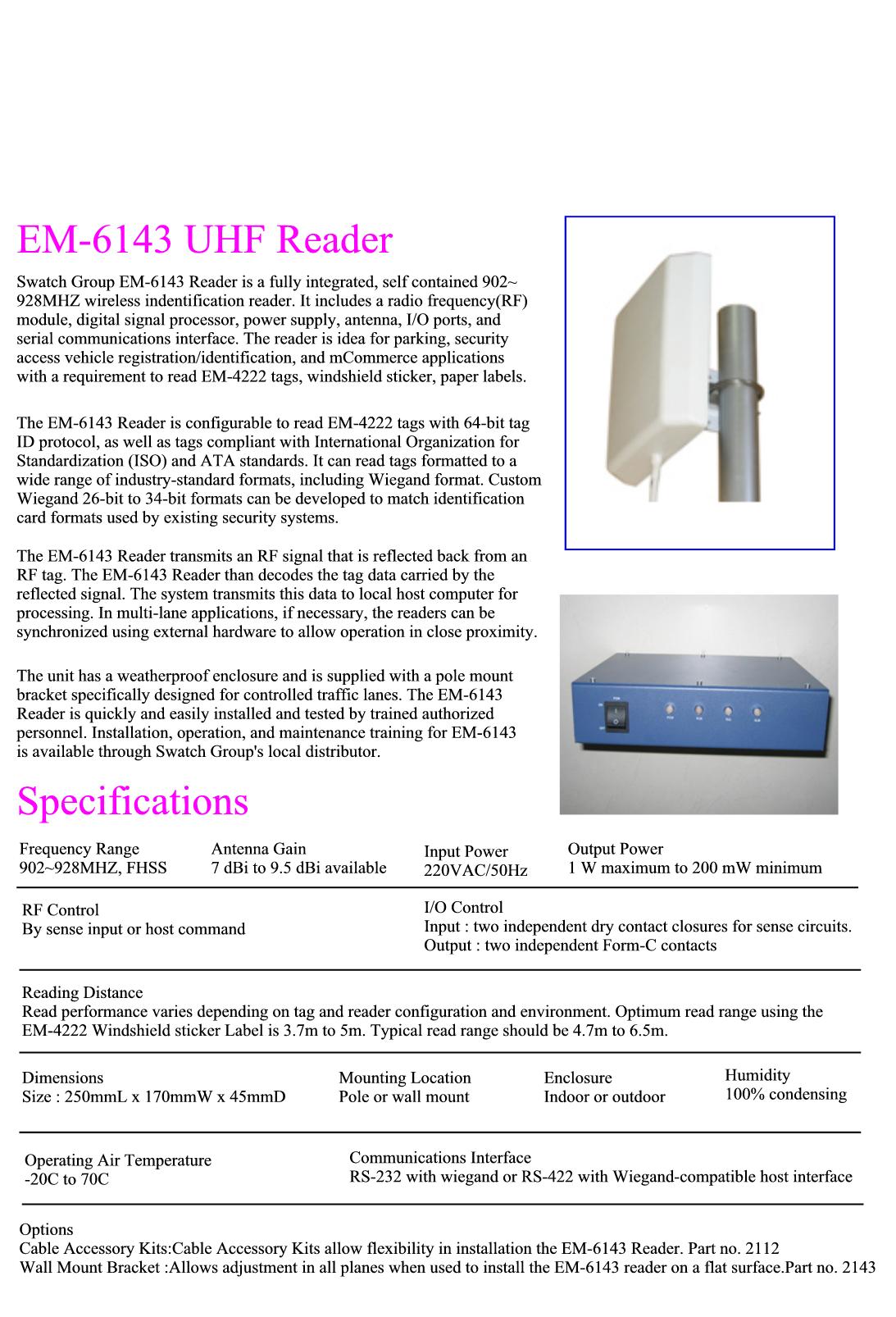 Triangle Barrier T-3 Specifications